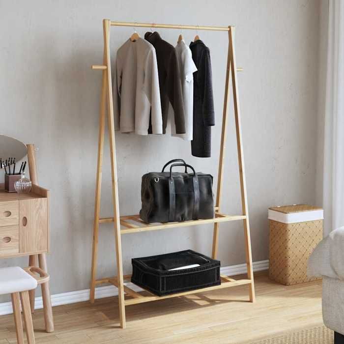 VidaXL Porte-vêtement avec étagères 96x45,5x150,5 cm bambou, porte-manteau, porte-manteau avec étagère, porte-vêtements avec 4008908