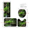 1/4pcs Bamboo Water Fountain Shower Curtain Set Zen Garden Nature Scenery Waterproof Fabric Bath Curtain with 12 Hooks Non Slip Rug and Toilet Cover