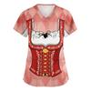 Women V Neck Short Sleeve Work Shirt with Pockets Oktoberfest Print Nursing Scrub Top Comfortable Fit Lightweight Fabric