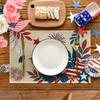American Flag Stars Leaves 4th of July Placemats Set of 4, 12x18 Inch Memorial Day Patriotic Table Mats for Party Kitchen Dining Decor