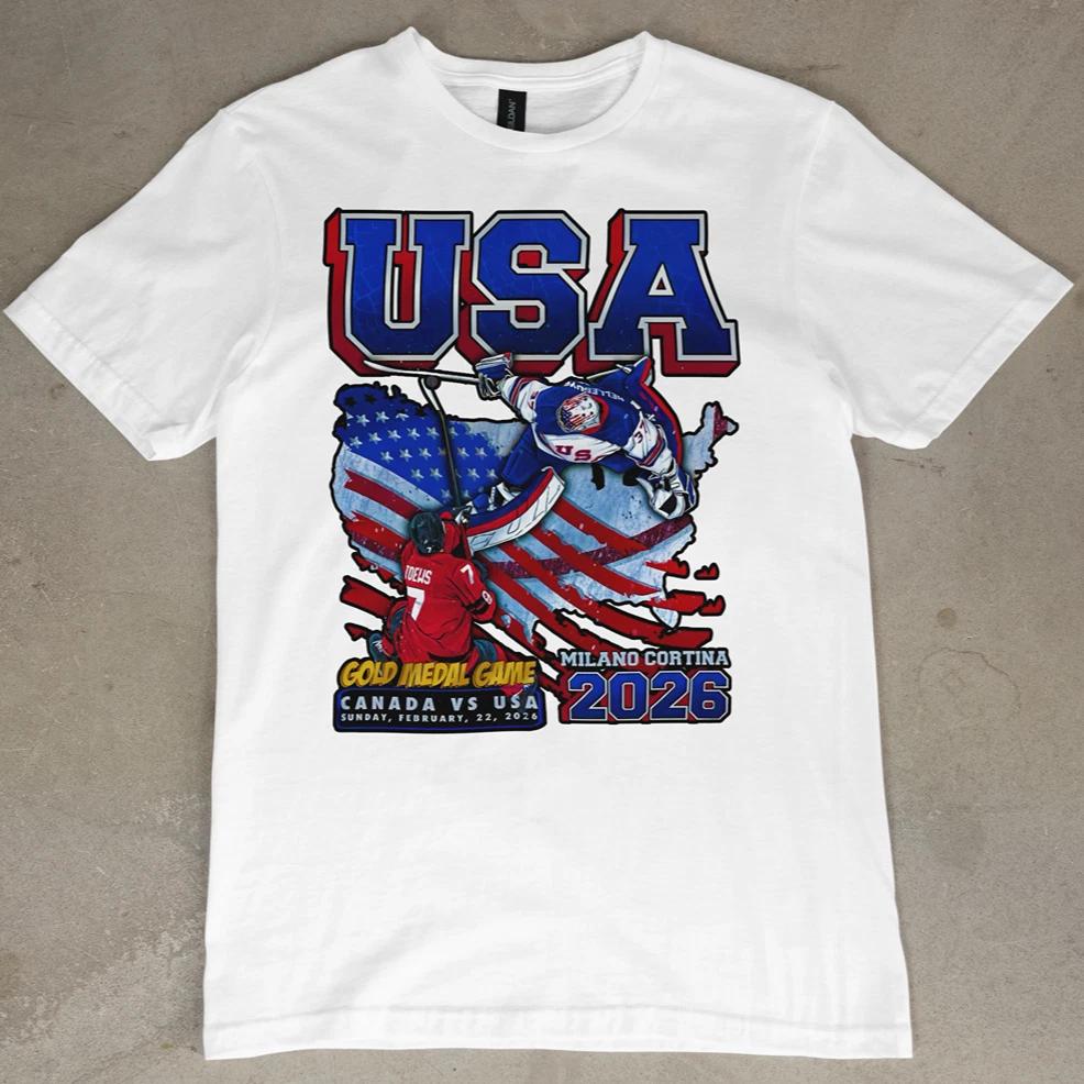 USA Hockey 2026 Gold Medal Game Shirt Milano Cortina Canada vs USA Tee Jersey 2XL