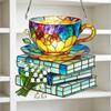 Bookish Acrylic Puzzle Suncatcher, Stained Glass Style Window Hanging Ornament, Hummingbird Floral Book DIY Sun Catcher Kit for Home Decor,