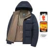 Autumn and Winter Leisure Thickened Graphene Hooded Padded Jacket Men's and Women's Bread Clothes Black Padded Jacket Warm Jacket