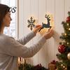 Ambient Night Light for Bedroom 7Pcs LED Reindeer Wall Decorations Christmas, Wooden Glowing Deer/Santa Claus/Xmas Festive Holiday Ornaments
