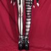 Women Vintage Gothic Dark Punk Style Sexy Pantyhose Goth Lolita Uniform Striped Asymmetric Hollow out Fishnet Tights Summer
