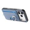 For iPhone 17 Pro Case Ring Kickstand Leather Back Cover with Magnetic Detachable Card Holder