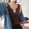 Simple Fashion Integrated Round Neck Fake Two Wide Shoulder Back Heart Female Slimming Thread Matching Sleeveless