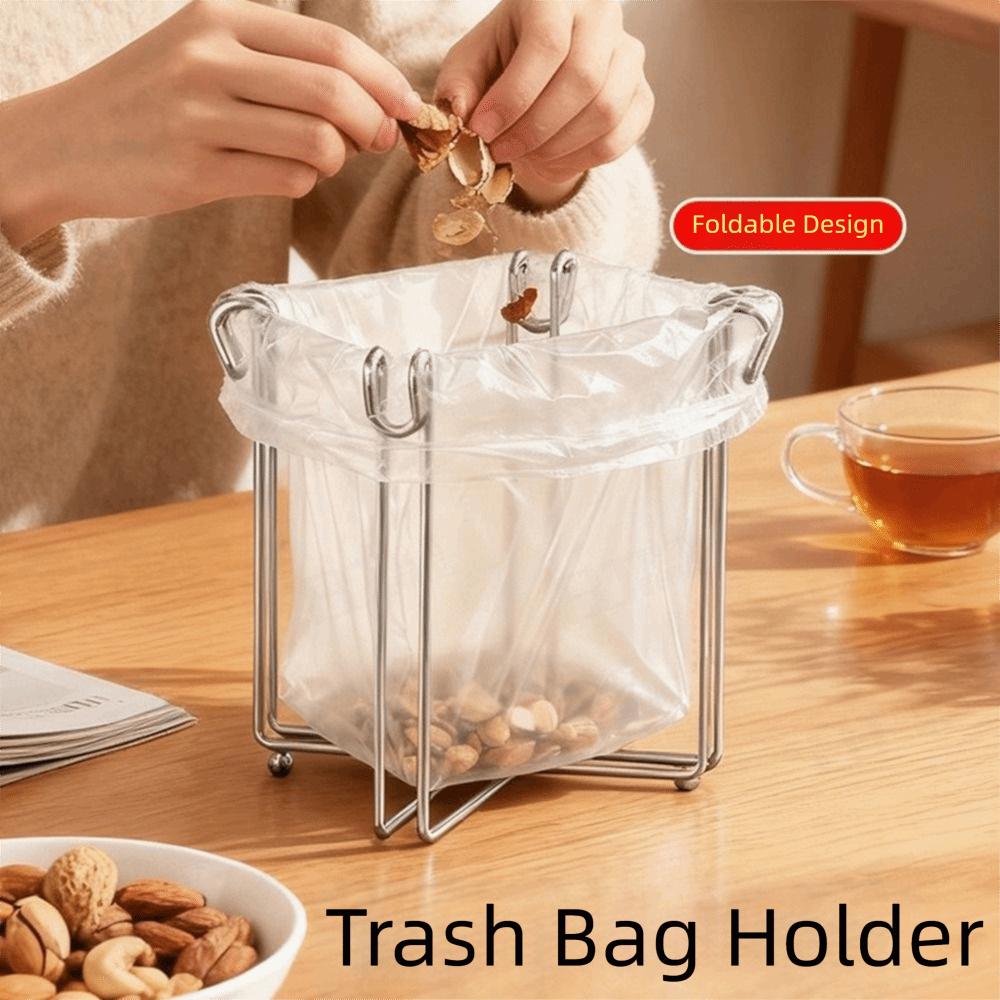 Adjustable Steel Trash Bag Support Foldable Sink Garbage Organizer Trash Bag Holder Countertop