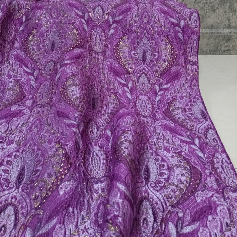 Wide 140cm Court-style Glittering Gold Thread Three-dimensional Fabric Textured Embossed Jacquard Fabric DIY Dress Coat Designer