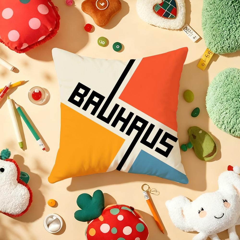 BBauhaus Trendy Lines Half Circle Cushion Cover Plush Fabric Soft DoubleSided Printed Sofa Warm Winter Home Gift Pillow Cover