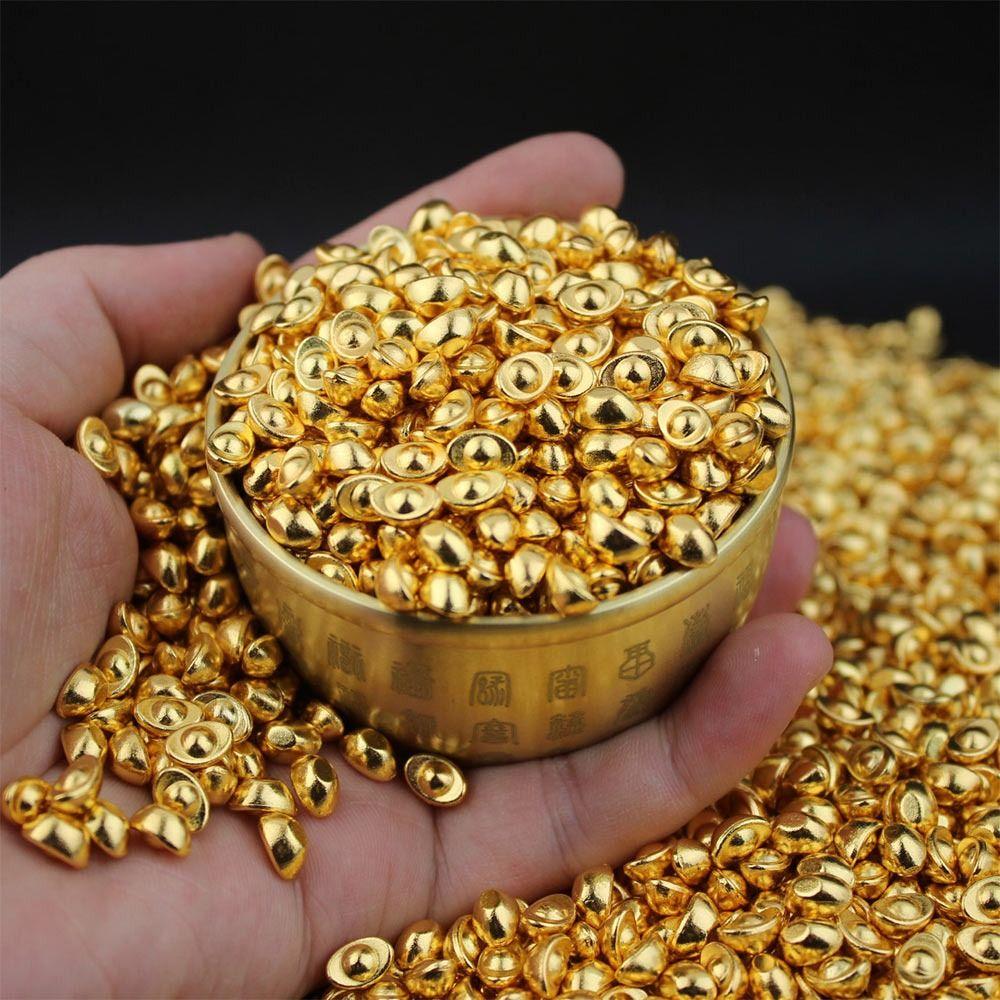 100 PEZZI Mini Dollari d'Oro Dorati Attirano Ricchezza Oggetti di Scena per Foto Lingotti d'Oro in Miniatura Semi di Melone d'Oro Amuletti della Fortuna