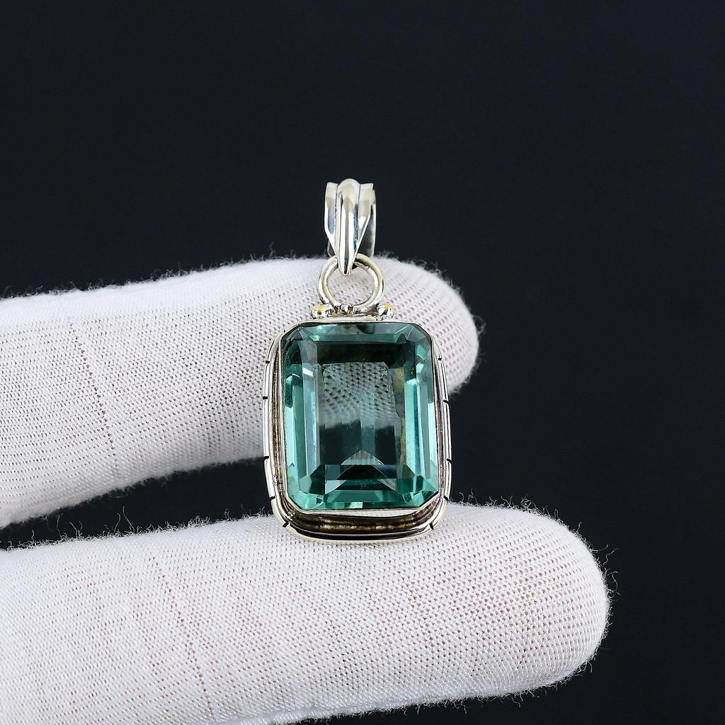 Green Apatite Handcrafted 925 Sterling SIlver Pendant Small Pendant Green Apatite Gemstone Silver Pendant For Gifts