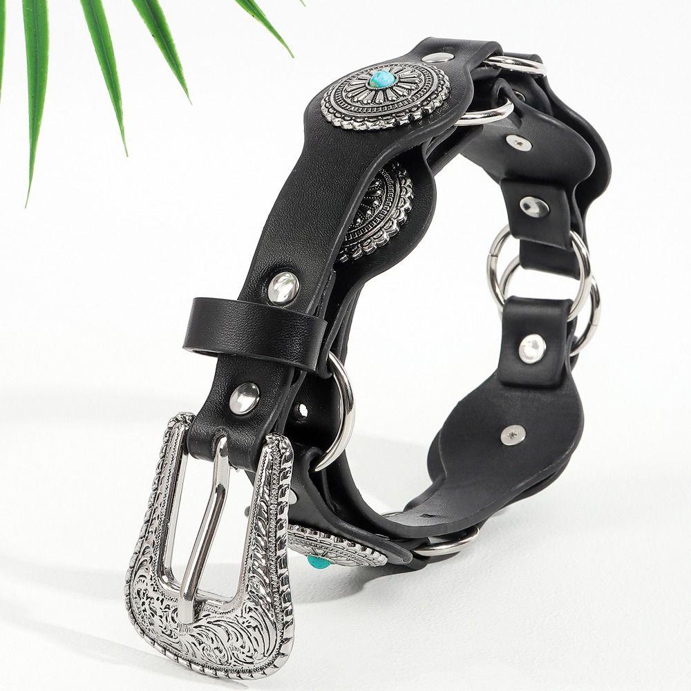 Pu Leather Western Style Belt Carving Y2K Jeans Belt Casual Bohemian Waist Belt  Decorative Jeans