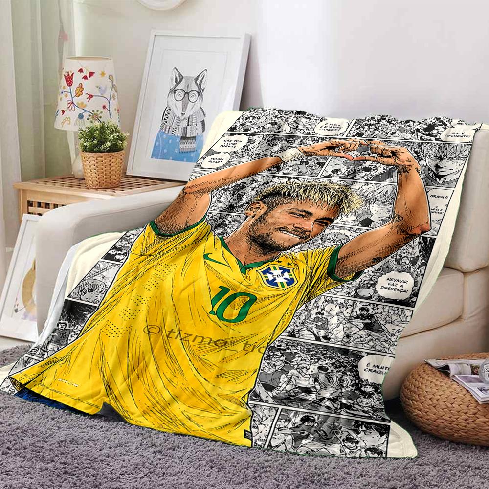 Football Legend Celebration Pose printed flannel breathable and warm blanket, a stylish home gift, suitable for home, office and bedspread use. 15a138