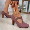 New Style High-heeled Women's Round-toe Thick-soled Shoes In Large Size