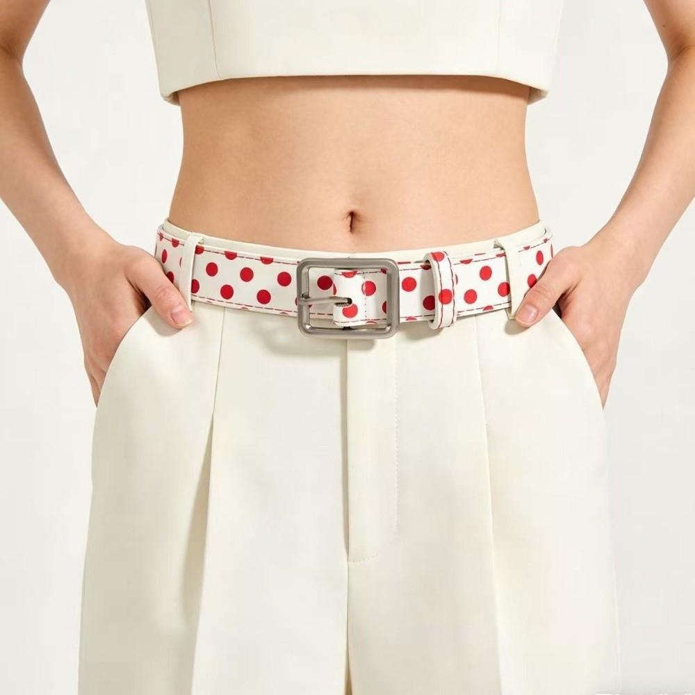 Pin Buckle Women's Belt Y2K Leather Waist Belt Fashion Polk Dot Belt Streetwear