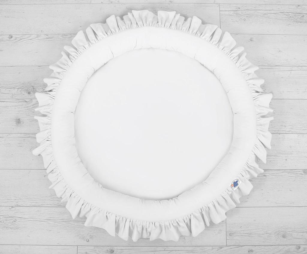 Set: hanging cotton canopy for a children's room and a nest with a ruffle - white
