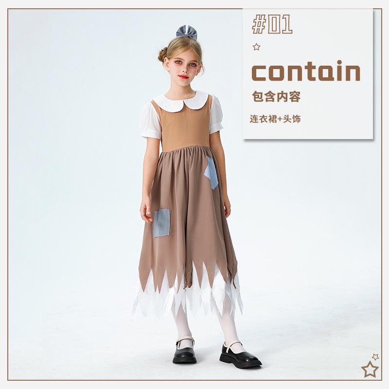 Halloween Children's Costume Snow White Pastoral Manor Farm Maid Dress Civilian Dress