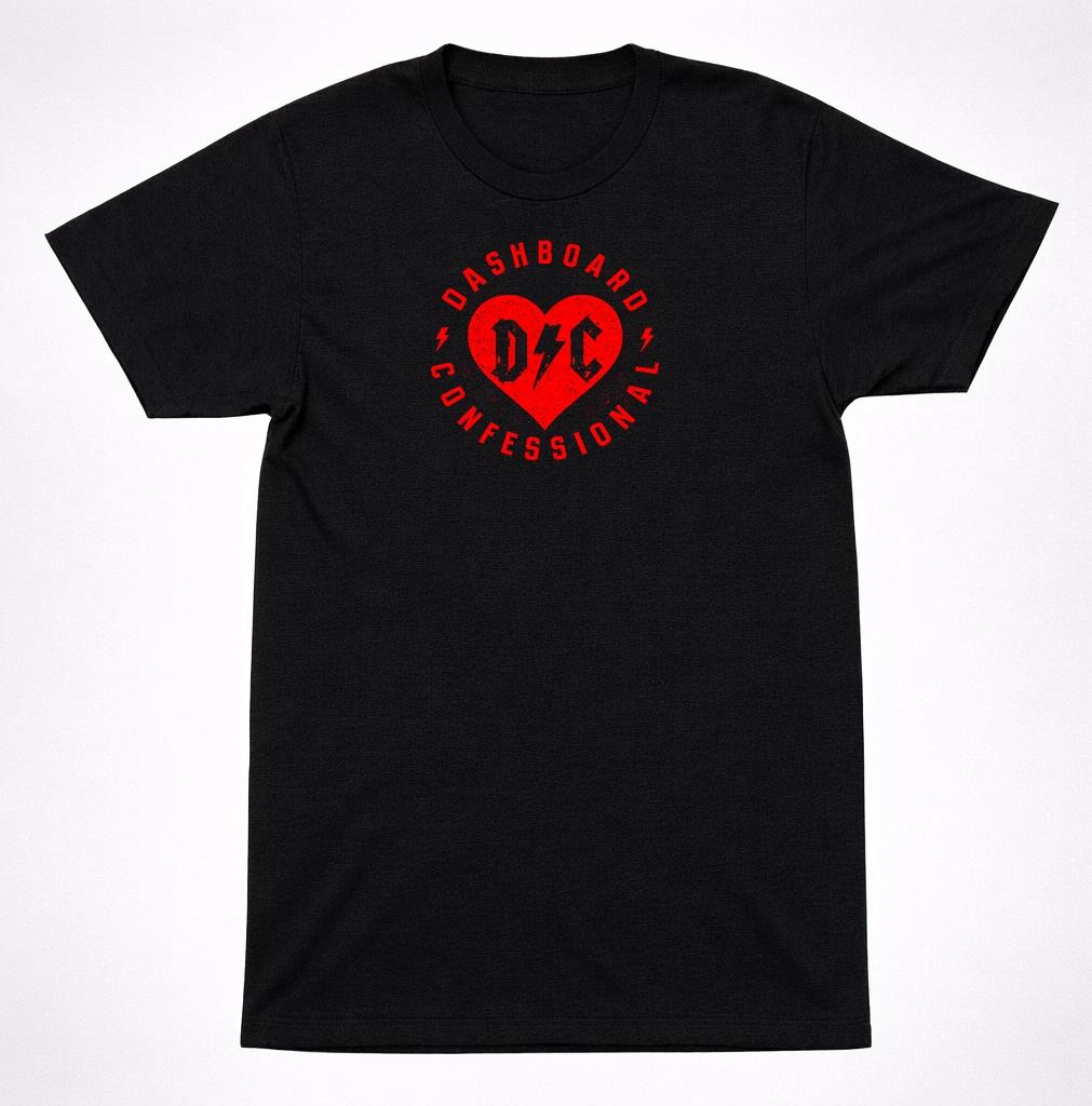 Dashboard Confessional DC Dash Heart Logo T-Shirt – Emo Acoustic Band Tee S