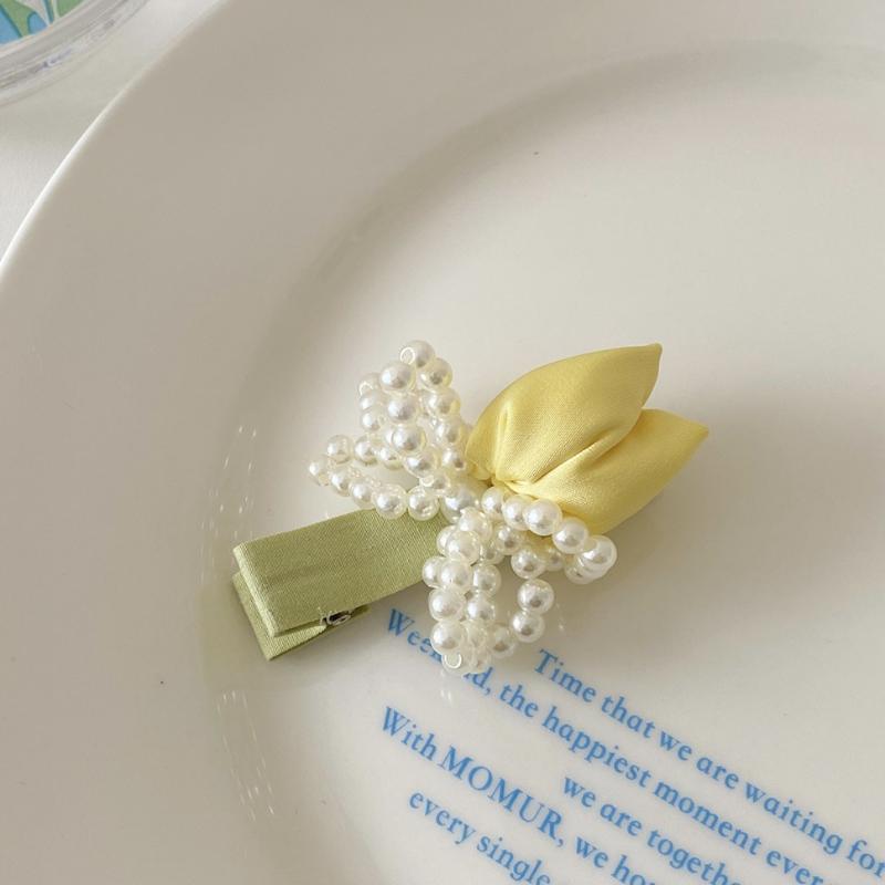 Gentle Diary~ Tulip Pearl Hairpin Fairy Mori Fairy Beauty Premium Sense Niche Bangs Side Headdress Hairpin