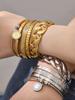 18K Gold-Plated Stainless Steel Round Pendant Bracelet with Zircon Inlay for Women - European & American Style Hot Seller