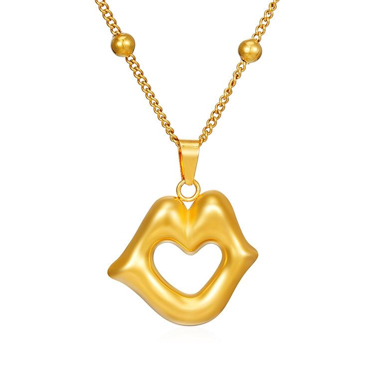 Grenzüberschreitende europäische und amerikanische Ins Internet Celebrity Fashion Beliebte 18 Karat Gold Edelstahl Anhänger Damen Halskette Beliebte Halskette Schmuck