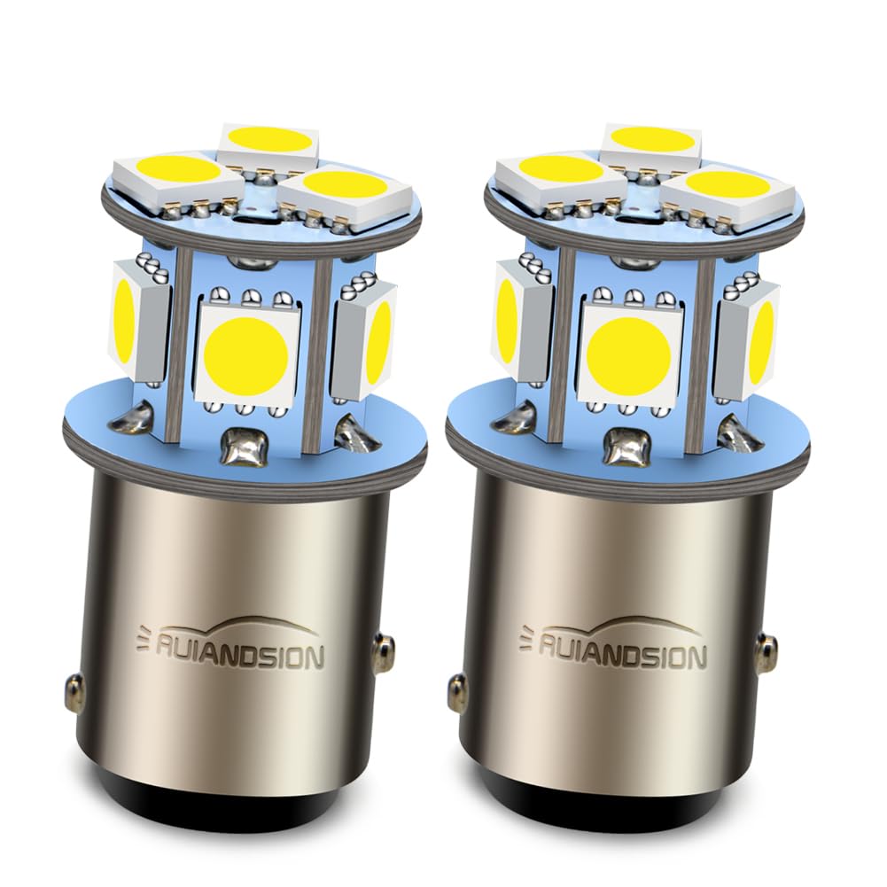 Ruiandsion 2 Pack 1157 LED 6000K White Light Bulb BAY15D P21/5W Universal AC 6-30V
