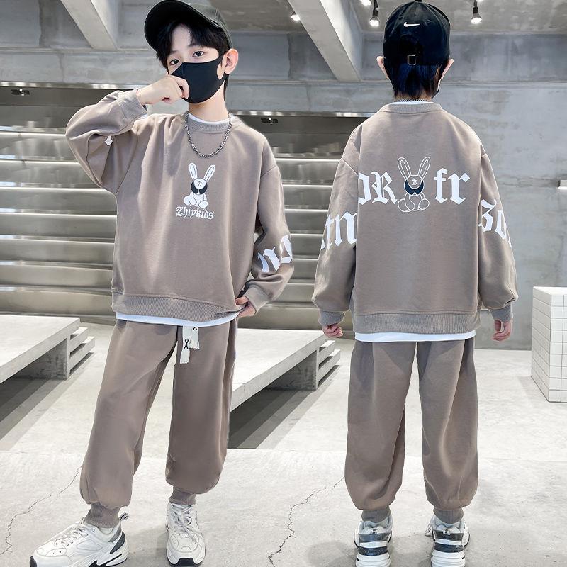 "2024 Chlapecký oblek s kresleným nápisem v korejském stylu": Jarní/podzimní ležérní košile a kalhoty"