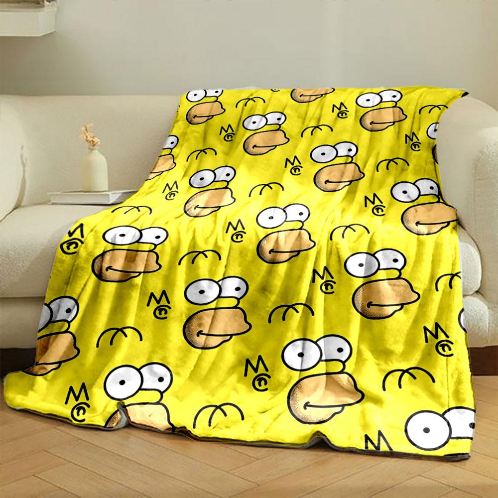 Cartoon Faces with Wide Eyes On a Yellow Background, Including "MC" Text. for All Seasons Blanket Lunch Break Throw Gift