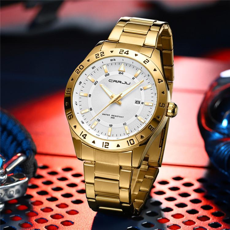 CRRJU New Watch 5007 Men's Watch Stainless Steel Strap Simple Business Watch