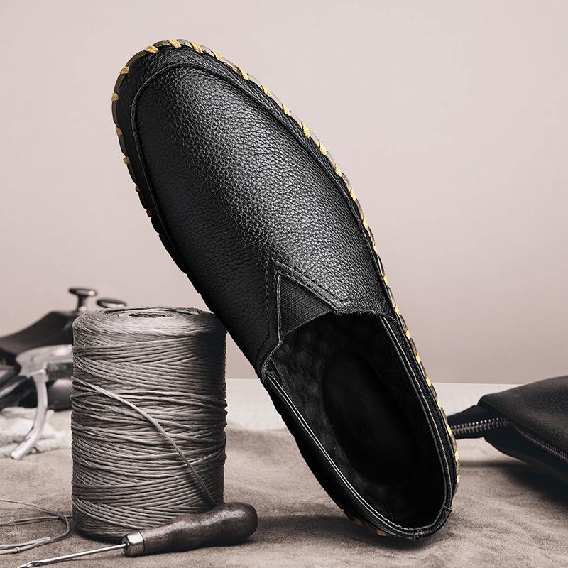New Mens Genuine Leather Shoes Brand Casual Leather Shoes Handmade Man Loafers Versatile Male Slip On Flats Breathable Moccasins