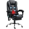 Office Chair with 6 Point Massage and Back Heat, PU Desk Chair with Footrest Adjustable Height and Swivel Wheels, Back Reclining, Black