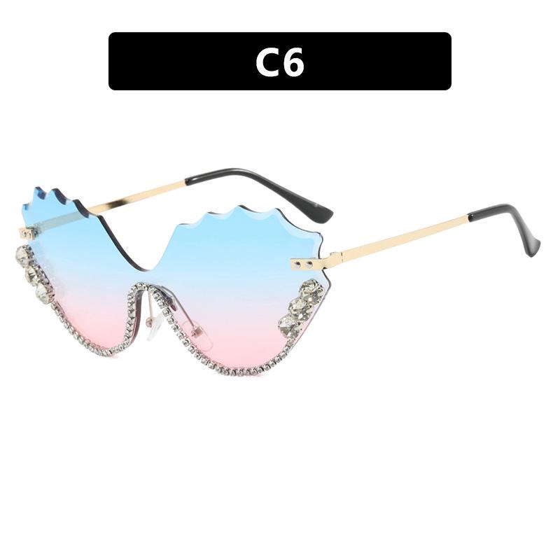 Women s Trendy Cut-Edge Rhinestone Frameless Sunglasses