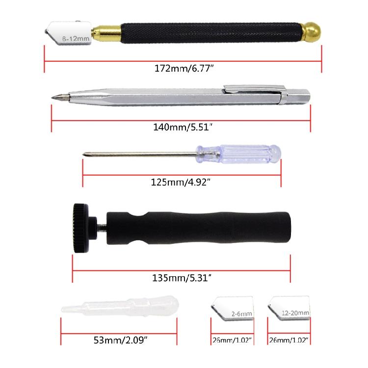 Pencil Style Oil Feed Tip Glass Cutter 2mm-20mm for Tiles Stained Glass Cutting