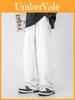 Youth Streetwear Casual Pants With Microelastic Cotton Blend For Spring And Fall Comfort