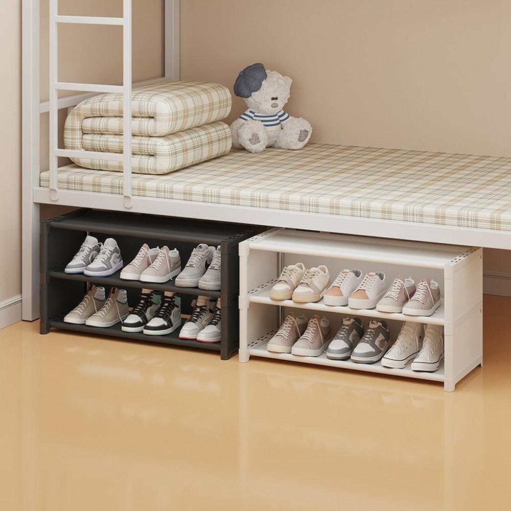 3 Tier 56.5cm Shoe Rack Space Saving Slim Under Desk Dorm Storage Organizer Multi-Function Dustproof