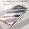 Husă simplă din piele electroplată cu balamale cu arc pentru Samsung Galaxy Z Fold 7, protecție completă din sticlă temperată pentru capacul din spate