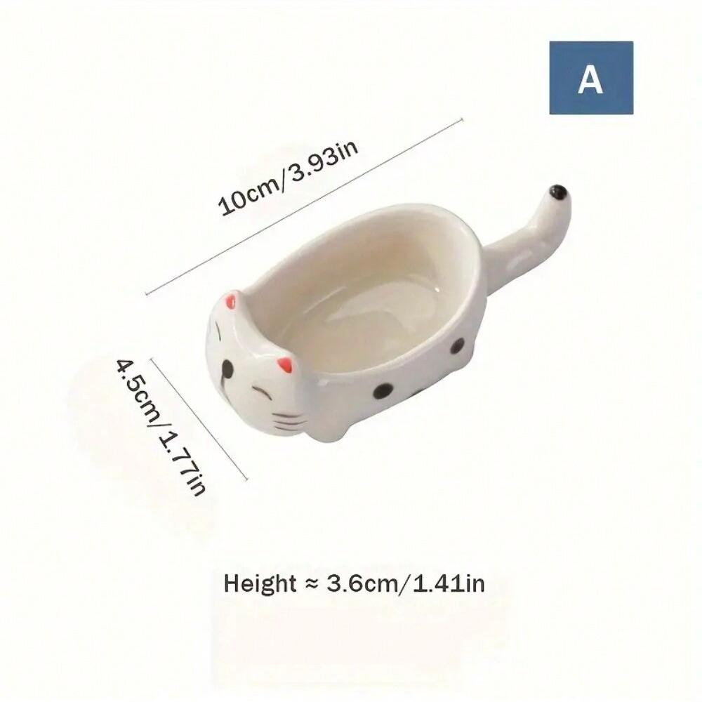 Cute Cat Seasoning Dish Ceramic Seasoning Dipping Dish Chopstick Holder Creative Plate Snack Seasoning Dish Ceramic Ink Plate