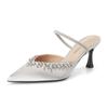 Pointed Rhinestone One-word Sandals 25 Years Old Summer New Two Wear V Thin Heel Bag Head Drag Sexy Shallow Mouth Sandals