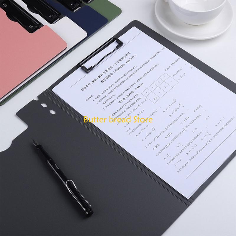 W89C Standard Size Flipping Clipboard Folder With Metal Clip File Organiser wth Writing Board For School Office 12.6x9.25In