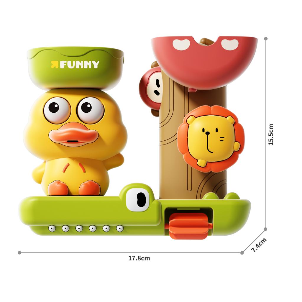 Adorable Little Yellow Duck Bath Tub Toy Lion Waterwheel Children Fun in Shower Bathtub With Suction Cup in Kid Gift