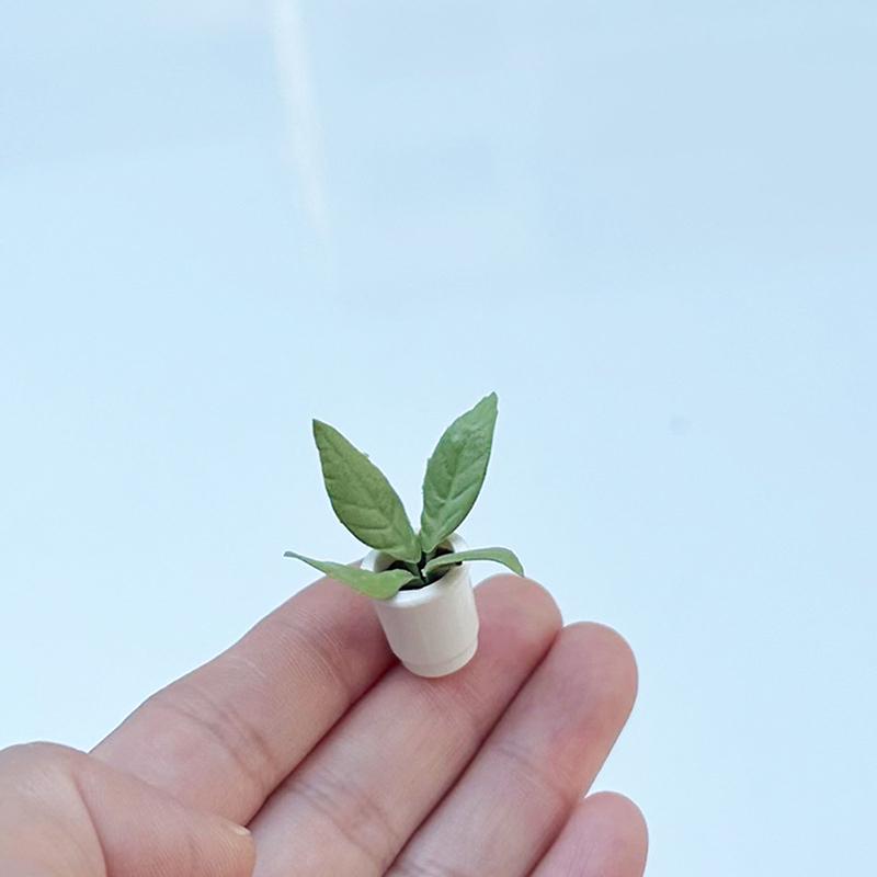 2Pcs 1:12 Dollhouse Furniture Accessories Scenery Decoration Mini  Plants Small Flower Pots Interior Decoration Clay