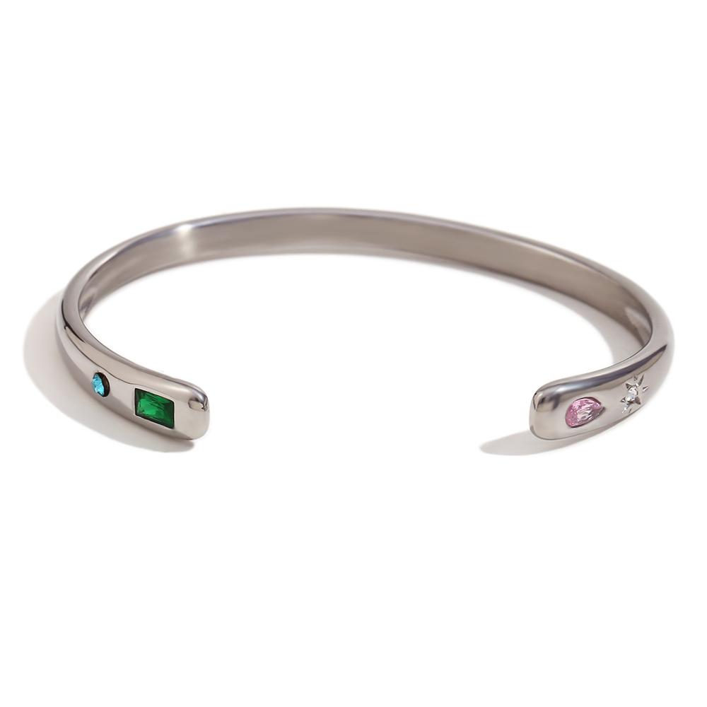 

MamacitaSlay Classic Solar Geometric Zircon Bracelets Shiny Zircon Hoop Earrings 2024 Trend Stainless Steel Ring Woman
