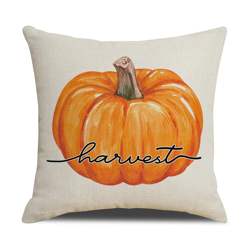 New Warm-toned Pillowcase Orange Maple Leaf Pumpkin Element Car Cushion Linen Waist Cushion Pillow