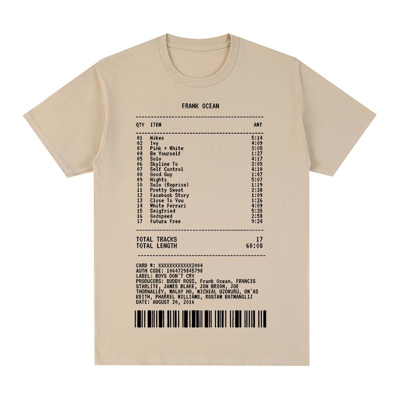 Blond Frank Album Receipt Vintage Tshirt Cotton Men T Shirt New TEE TSHIRT Womens Tops