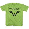 Weezer Weezer and W Logo Key Lime Youth T-Shirt