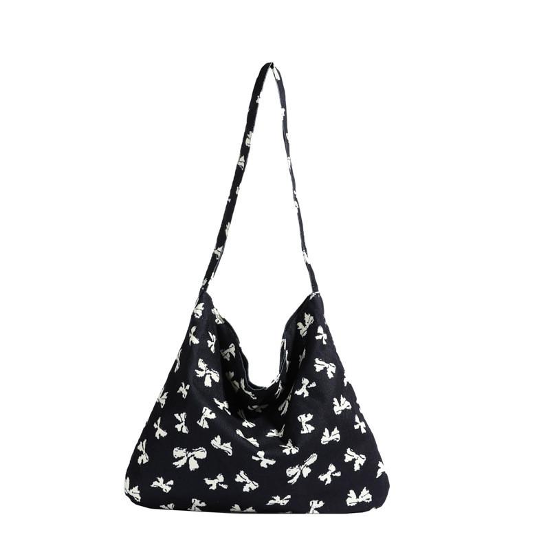 Urban Leopard Print Bow Pattern Canvas Crossbody Bag For Daily Casual Use