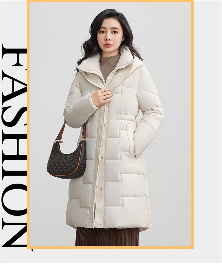 Women's Light Luxury Hooded Down Cotton Coat - Winter, Long, Loose, Large Size, Korean Style, Thick