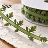 Яркая Зеленая Лента для Поделок с Листьями для DIY и Упаковки Подарков Ширина 1,6 Дюйма Длина 20 м Прочная Тканевая Лента для Поделок Декоративная Отделка Свадебная Вечеринка