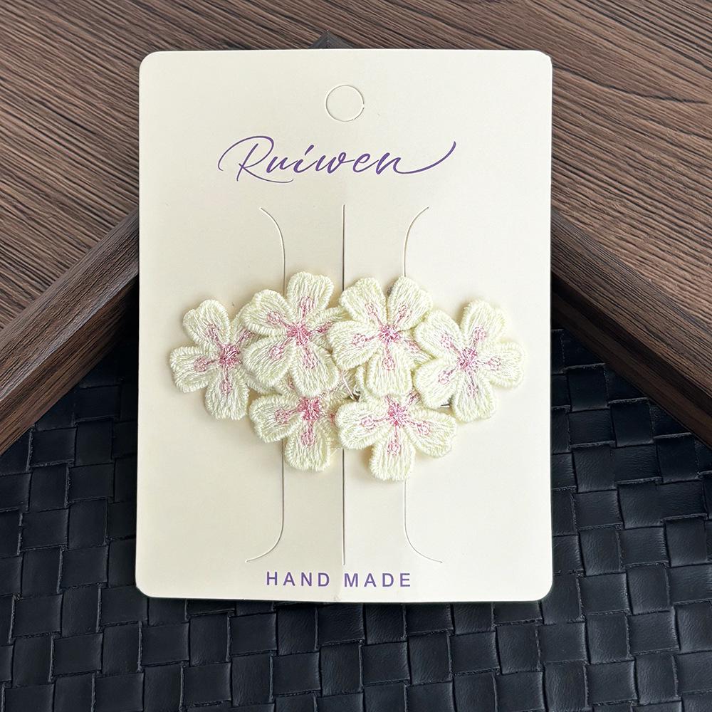 Pink Cherry Blossom Embroidered Hair Clip for Girls
